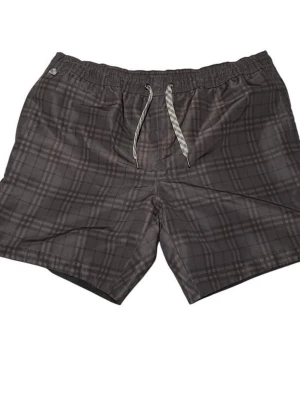 Burberry bad shorts - Snygga badbyxor i mörkgrått med rutigt mönster och vit snörning i midjan. De har elastisk midja och en bakficka med lock. Perfekta för stranden eller poolen, tillverkade i snabbtorkande material.