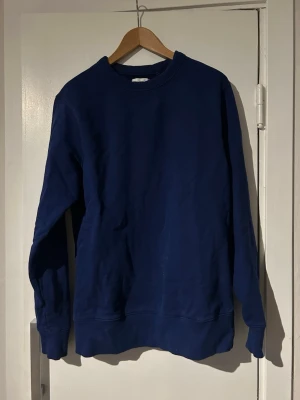 Mörkblå sweatshirt från These Glory Days - En stilren mörkblå sweatshirt från These Glory Days i storlek medium. Tröjan har rund halsringning, långa ärmar och ribbade muddar vid ärmslut och nederkant. Perfekt för en clean och avslappnad look.