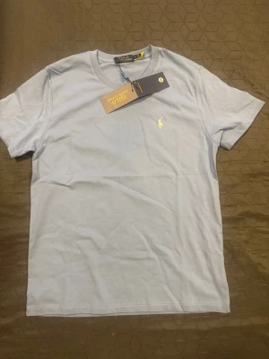 Ljusblå t-shirt från Polo Ralph Lauren - Snygg ljusblå t-shirt från Polo Ralph Lauren med klassisk passform och korta ärmar. Tillverkad i mjuk bomull och prydd med den ikoniska broderade loggan på bröstet. Perfekt basplagg för en clean och stilren look.