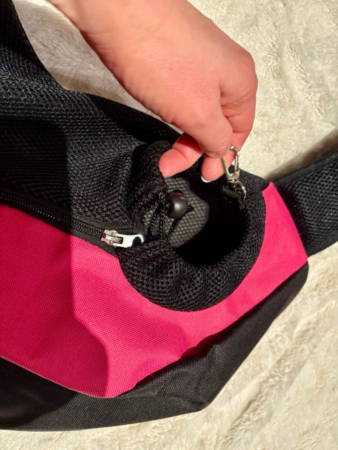 Svart och rosa axelväska för en liten hund eller en katt - 3