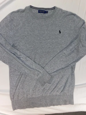 Grå sweatshirt från Ralph Lauren - Klassisk grå sweatshirt från Ralph Lauren med rund halsringning och diskret broderad logga på bröstet. Tröjan har ribbade muddar vid ärmslut och nederkant. Perfekt för en avslappnad och stilren look.