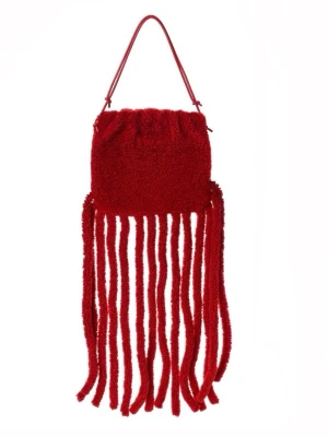 Bottega Veneta  - Bottega Veneta Fall 2020 by Daniel Lee Teddy shearling fringe shoulder bag, can be worn as a clutch or crossbody too. red