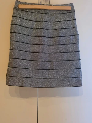 Silvrig kjol - Silvrig kjol i stretchigt men stadigt material. Strl 40. Aldrig använd. Nypris 399kr. 