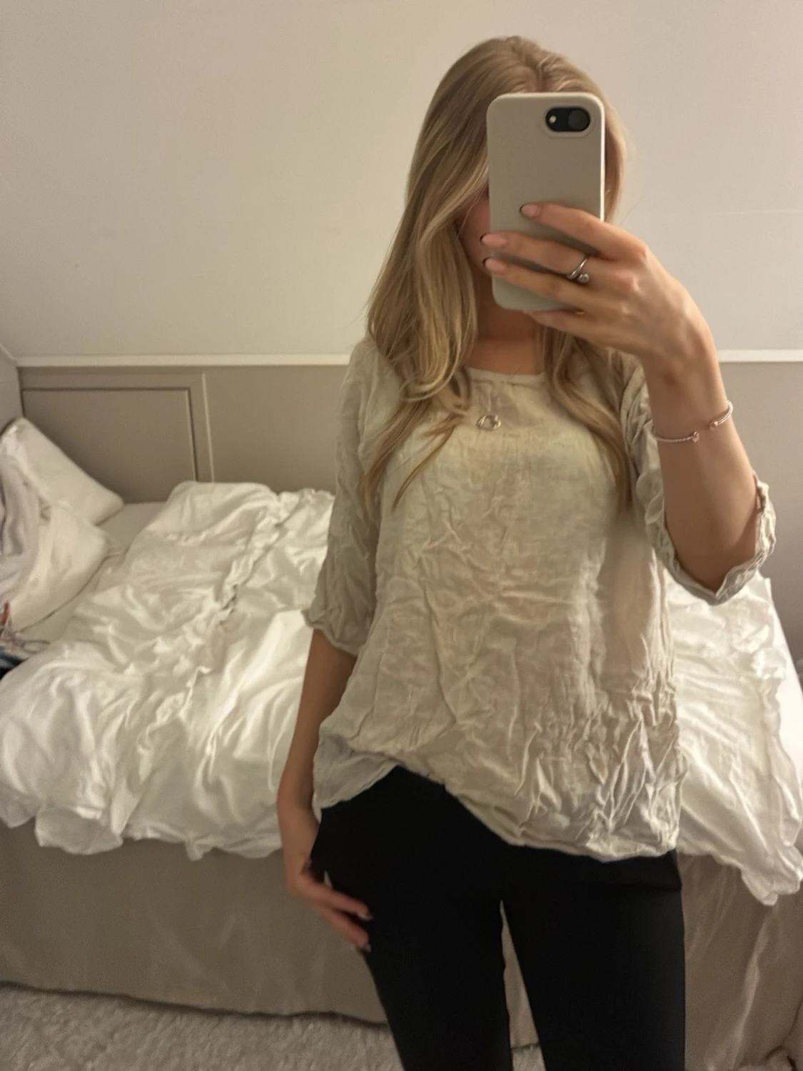 Beige linne T-shirt