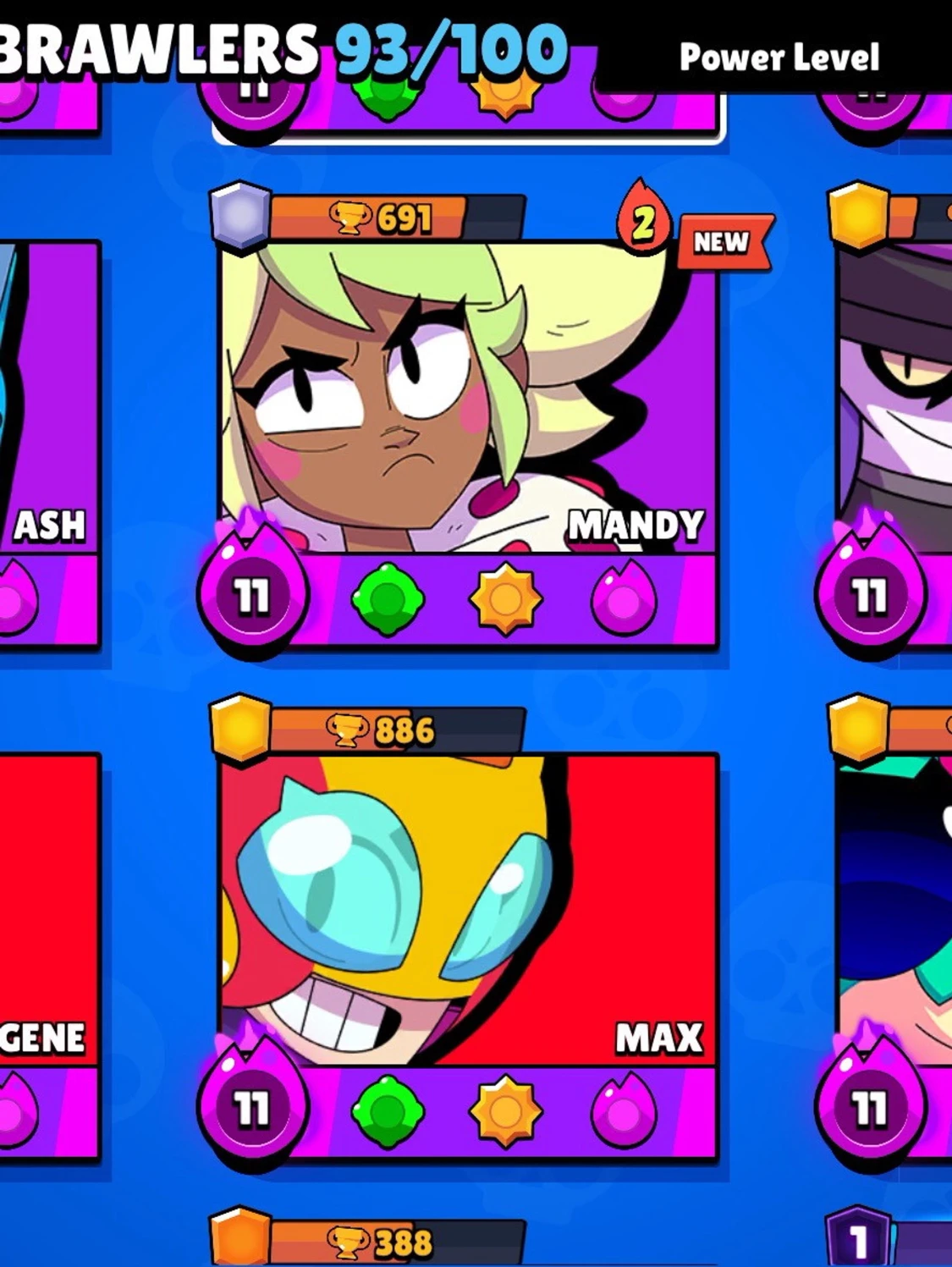 Brawl Stars konto med 93 brawlers - 2
