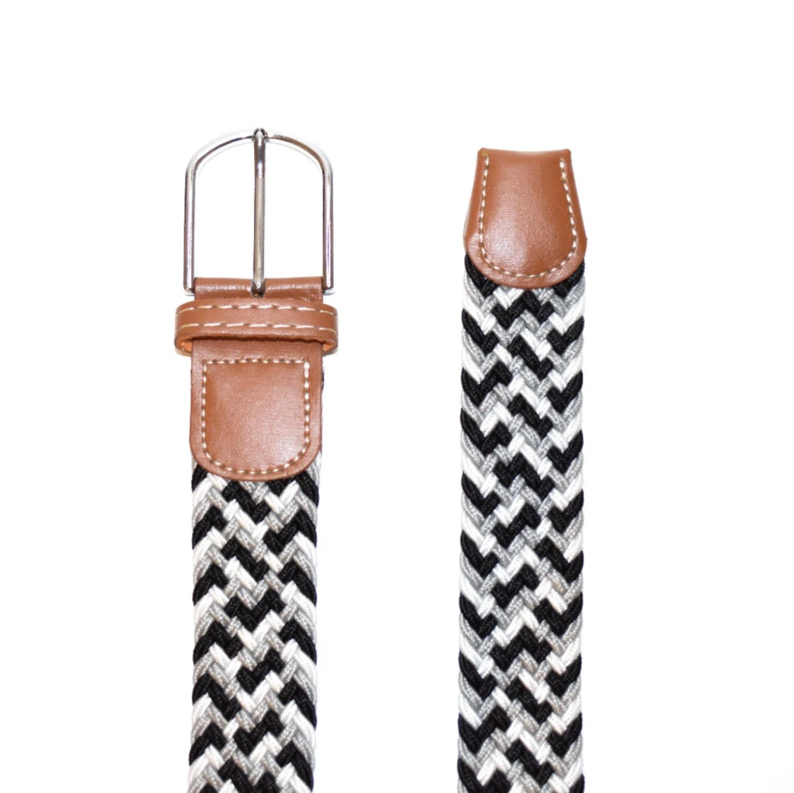 Flätat bälte - Grå, Vit, Svart - 2