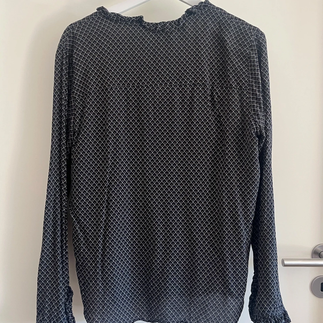 Marinblå rutig blus  - 1