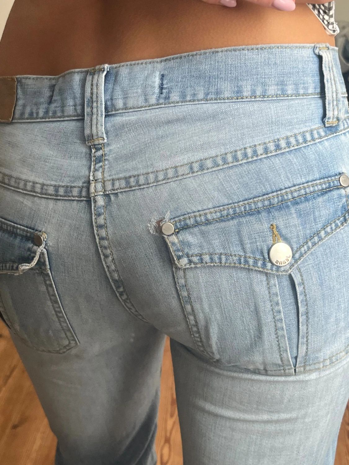 Ljusblå bootcut jeans vintage lågmidjade  - 6