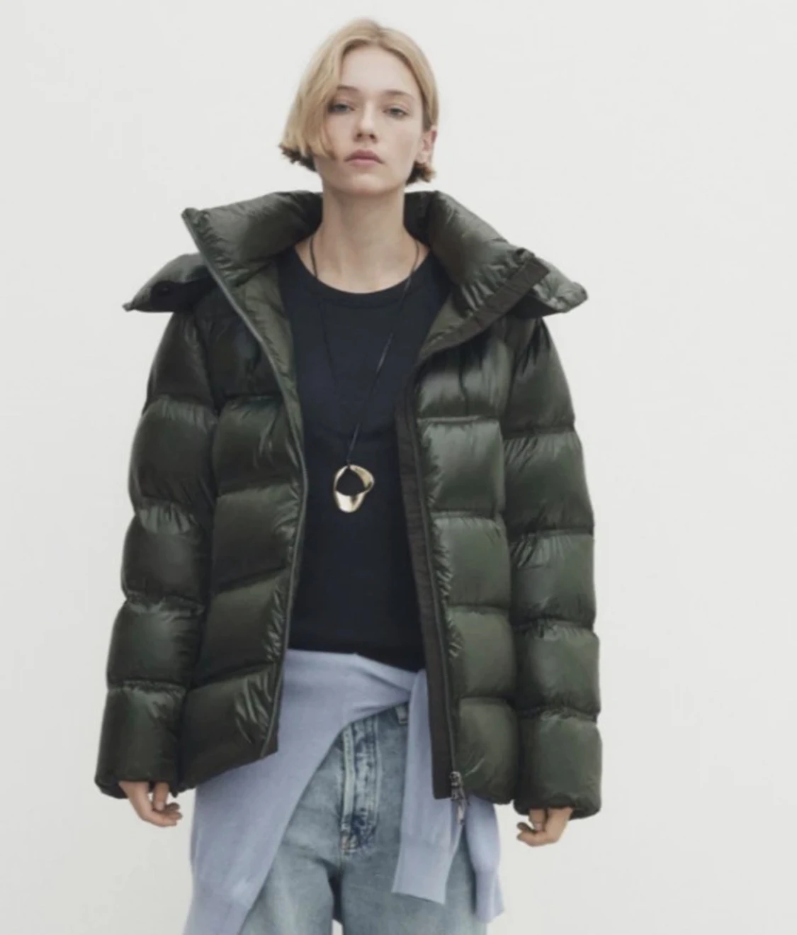 SÖKER Mörkgrön pufferjacka med dragkedja - 1