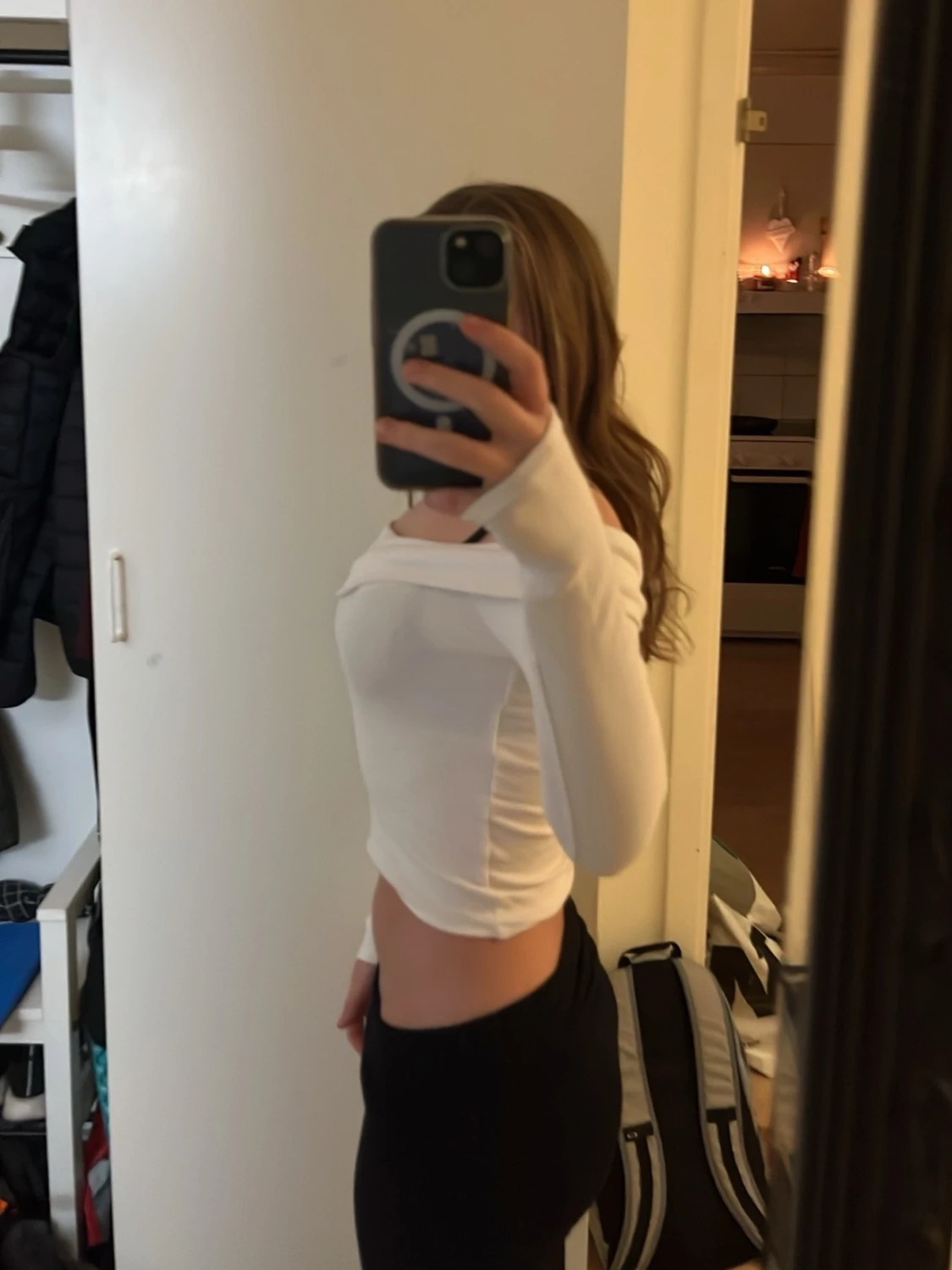 Vit offshoulder croppad topp - 1