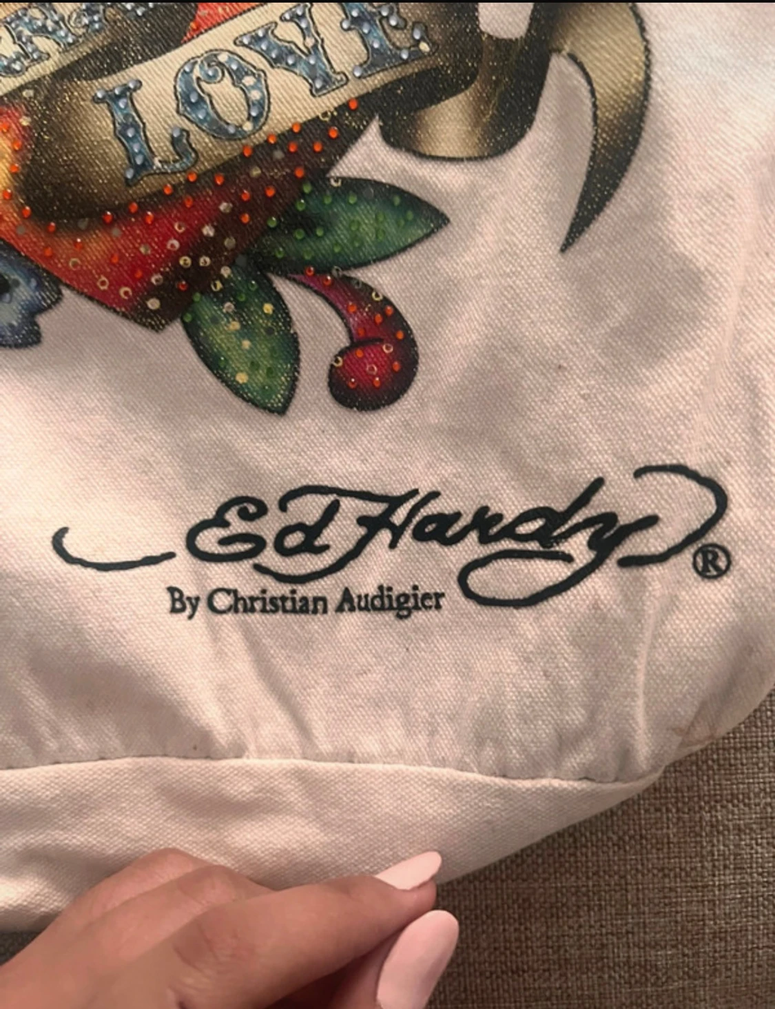 Ed Hardy shoppingväska med tryck - 1