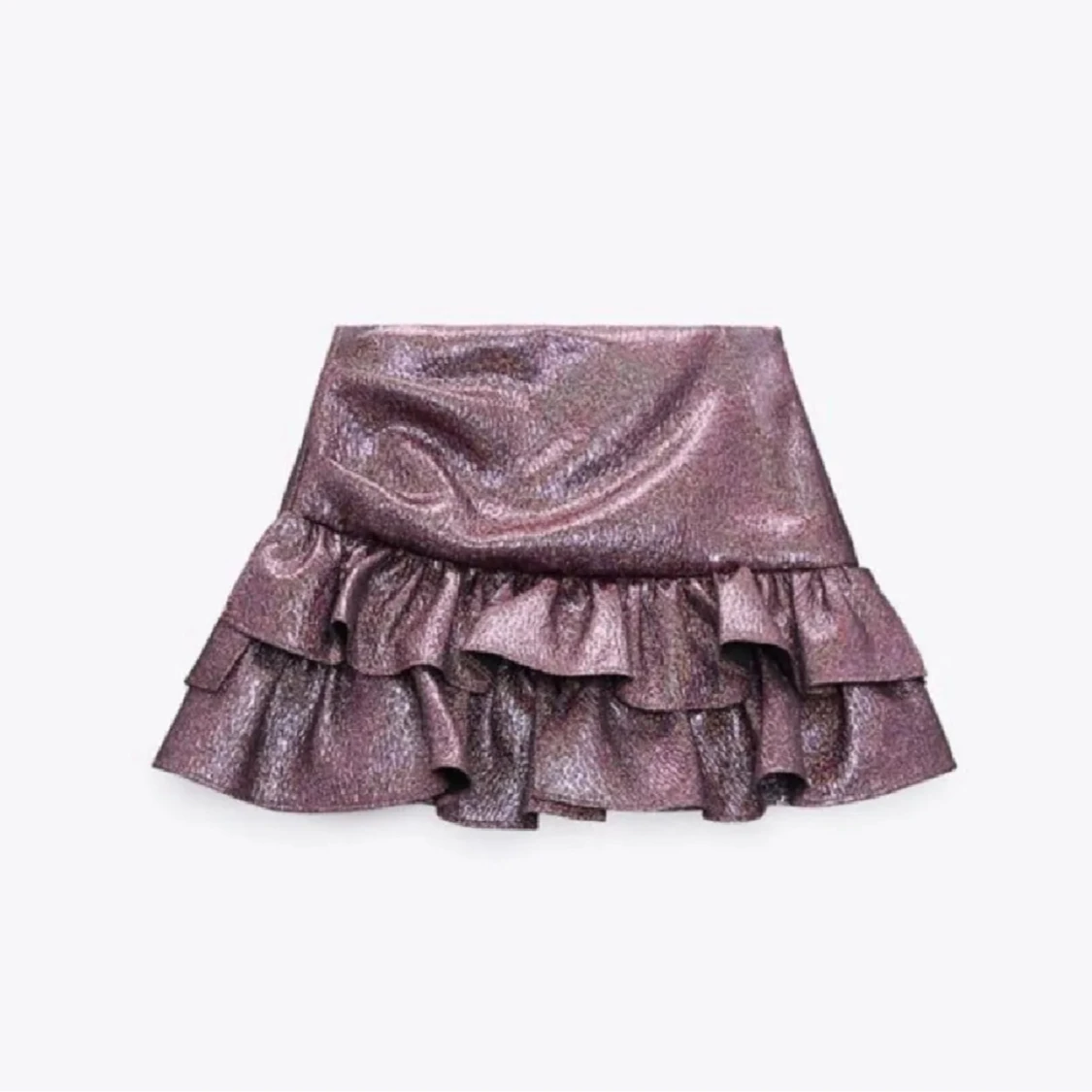 Glittrig lila volangkjol från Zara - 1