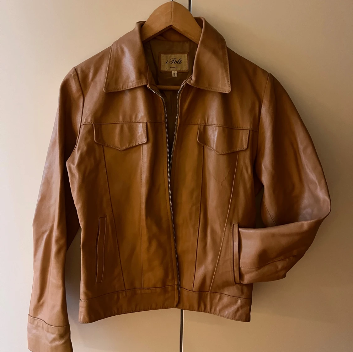 Ljusbrun skinnjacka  - 2