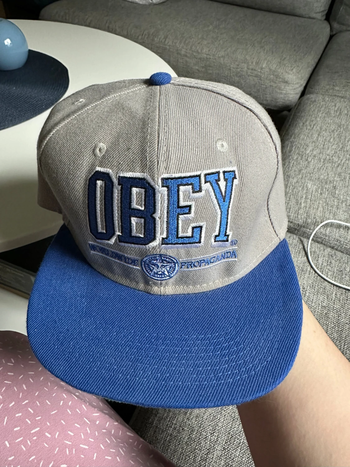 Grå och blå snapback från Obey
