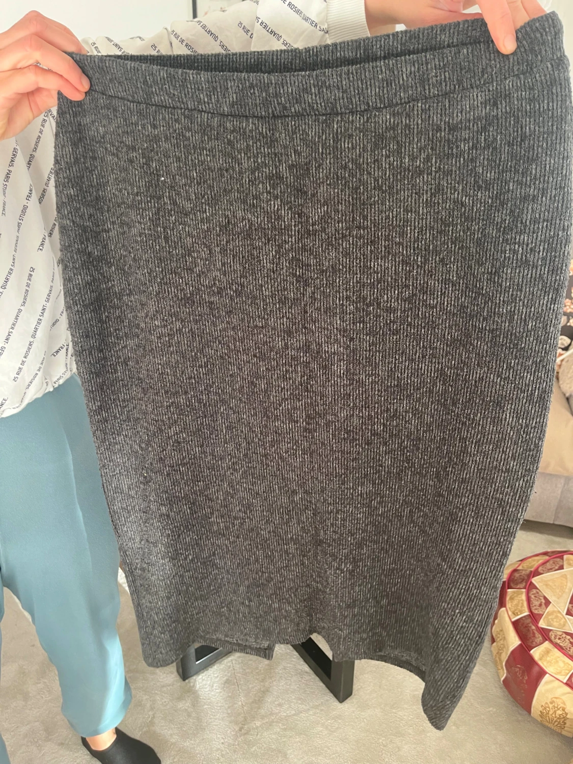 Grå ribbad långkjol från Vero Moda