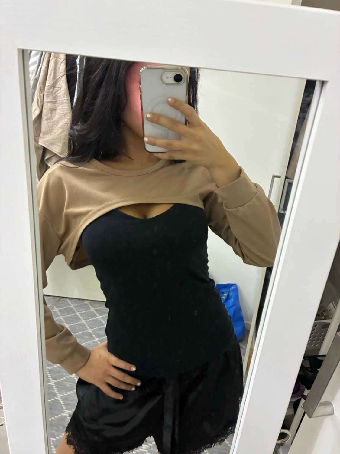 Beige bolerotopp med långa ärmar - 1