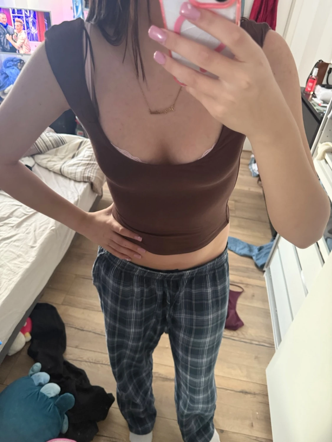 Brun croppad topp från Nelly 