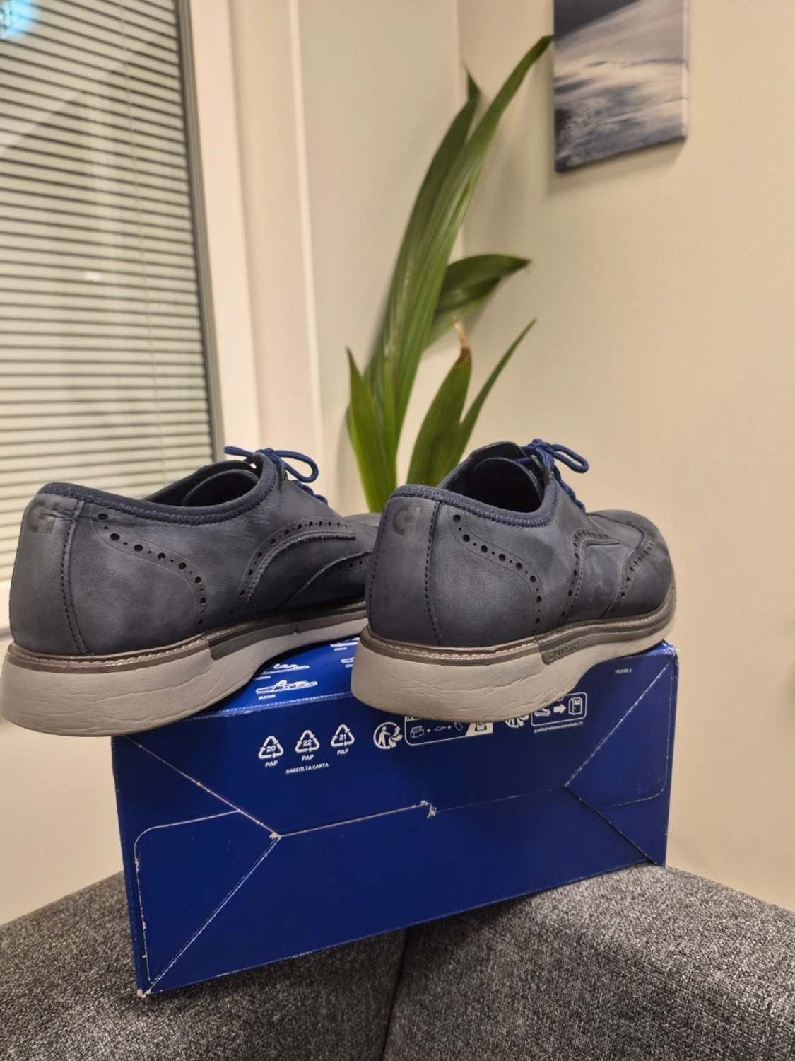 Cole Haan Grand Wingtip Oxford mörkblå skor EUR 44.5 US 10.5 - 2