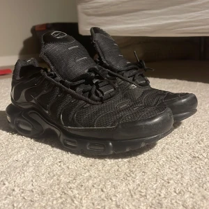 Nike Air Max Plus Tn helsvarta sneakers - De här skorna har jag sällan använt och har blivit för små. Skorna har lite repor och snören kan fixas om det behövs. Priset kan diskuteras!!! 