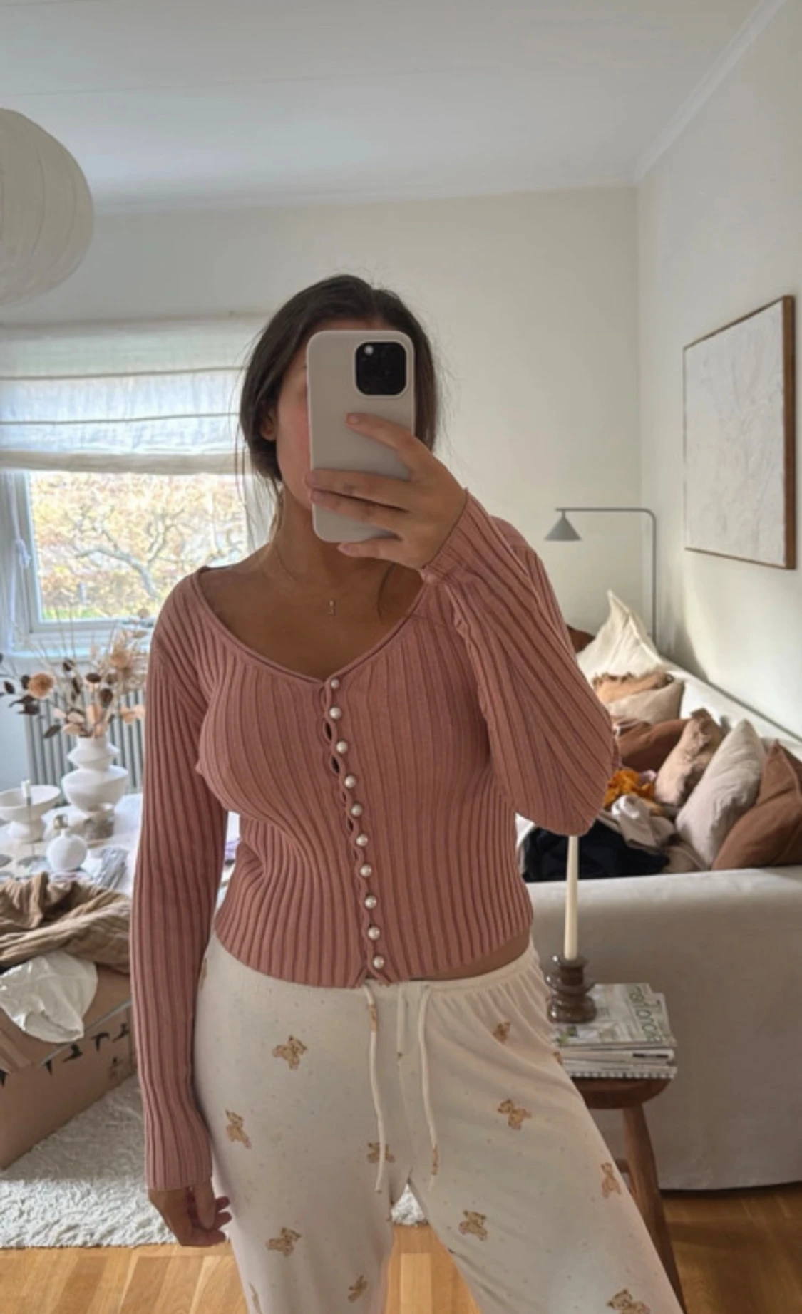 Rosa ribbad topp med pärlor från  NA-KD - 3