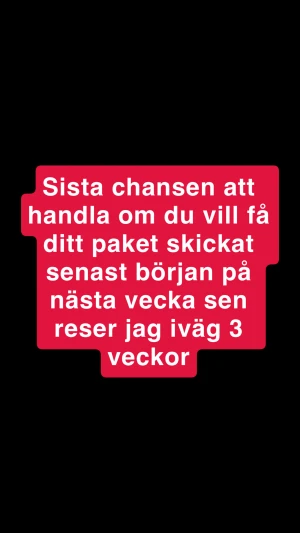 Sista chansen - Handla handla om du vill få ditt paket skickat senast början på nästa vecka, sen reser jag iväg och kommer inte kunna posta ditt paket mvh Alicia🩷🌸
