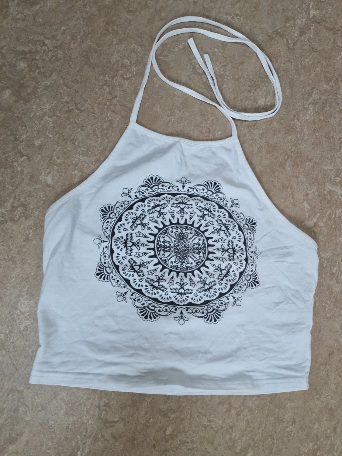 White halterneck crop top