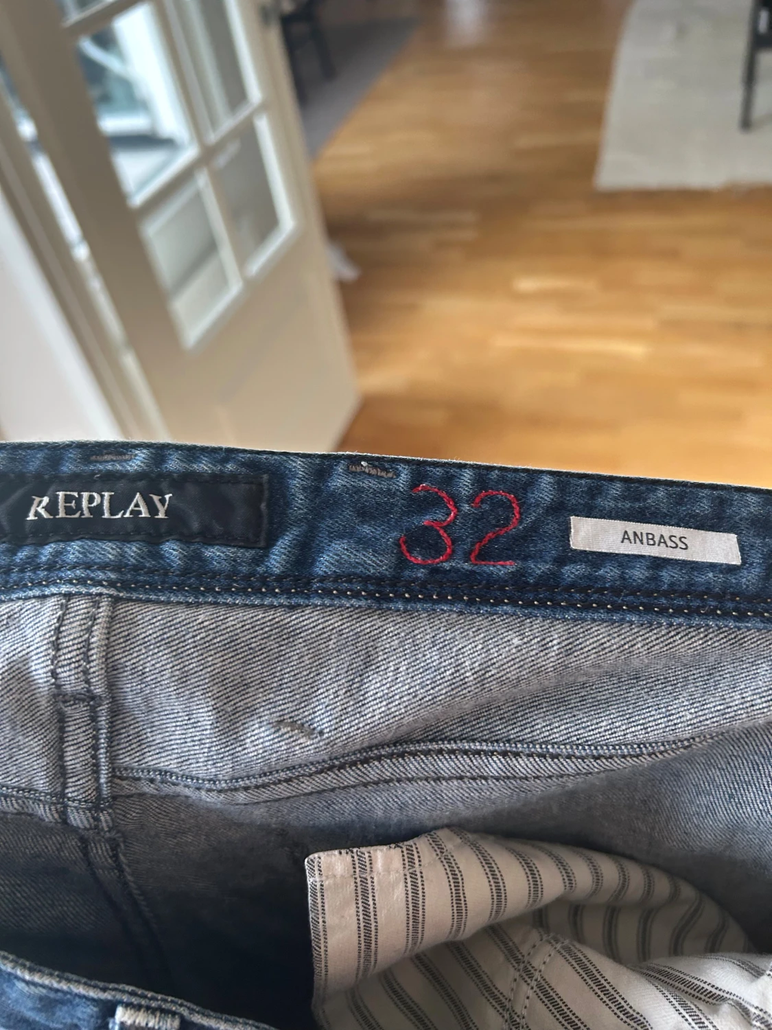Replay Anbass blå ripped jeans, stl 32 - 3