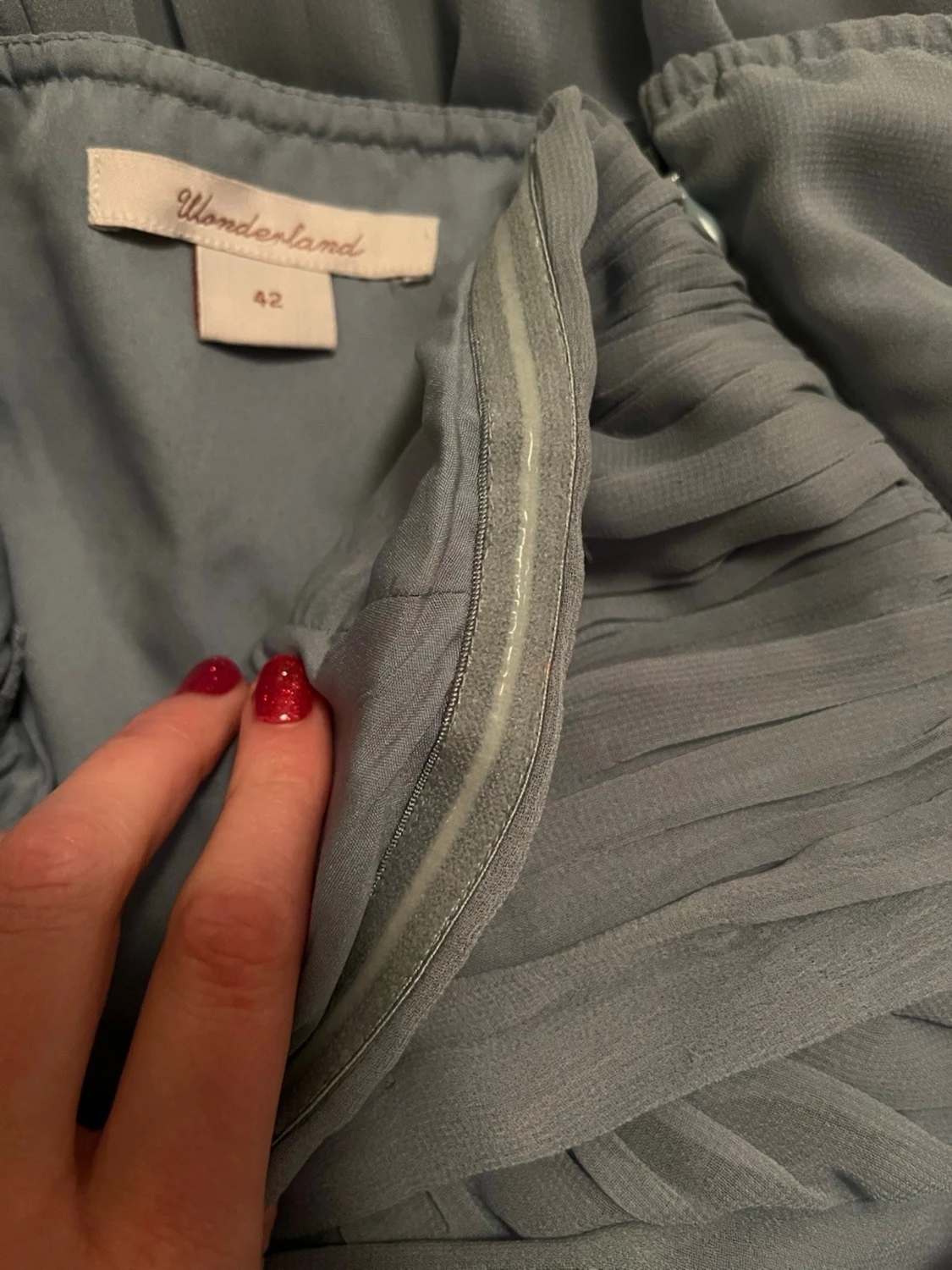 Ljusblå axelbandslös långklänning - 4