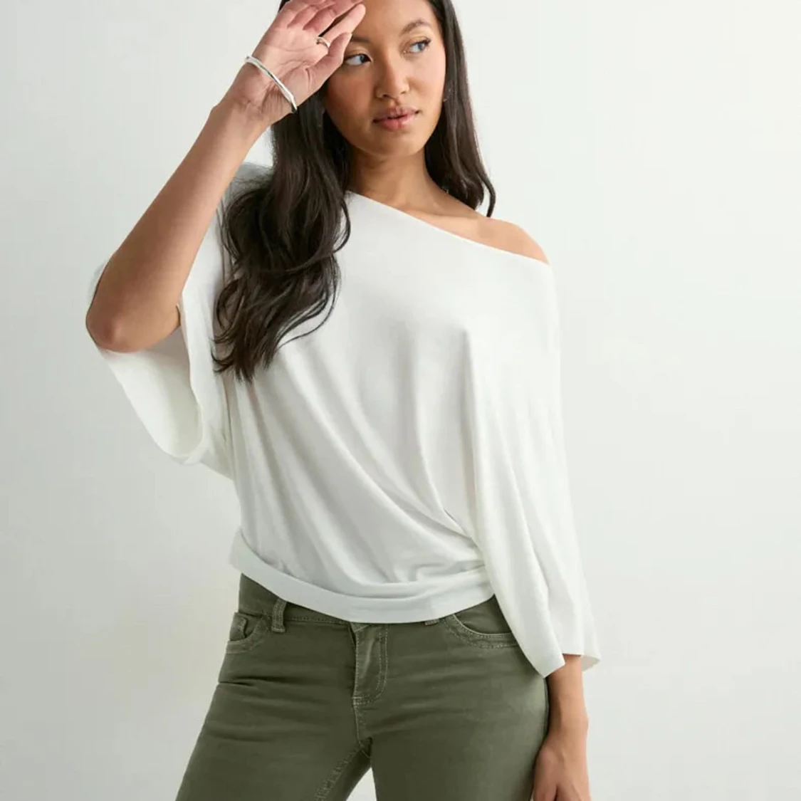 Vit offshoulder topp med vida ärmar - 1