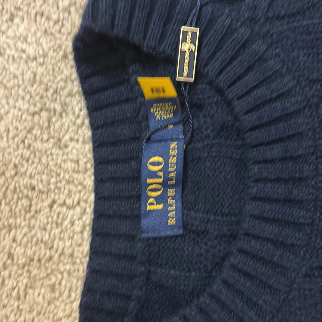 Mörkblå kabelstickad tröja Polo Ralph Lauren - 1