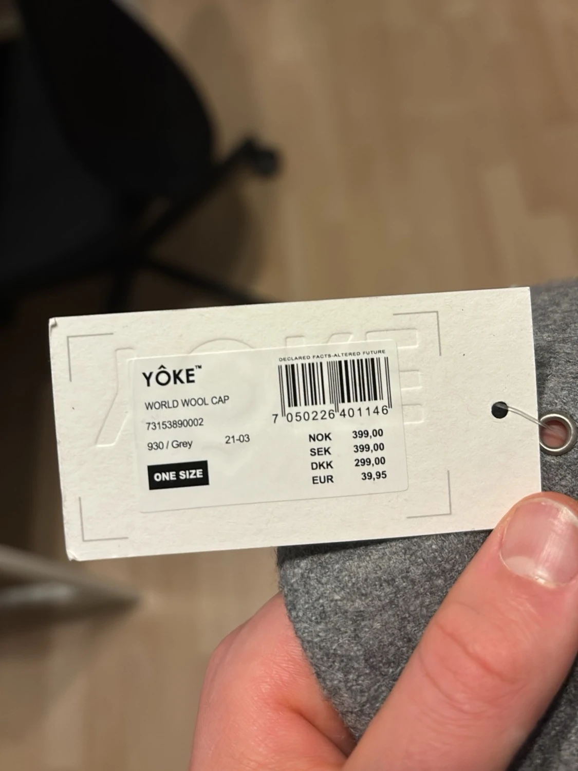Grå ullkeps från Yôke - 2