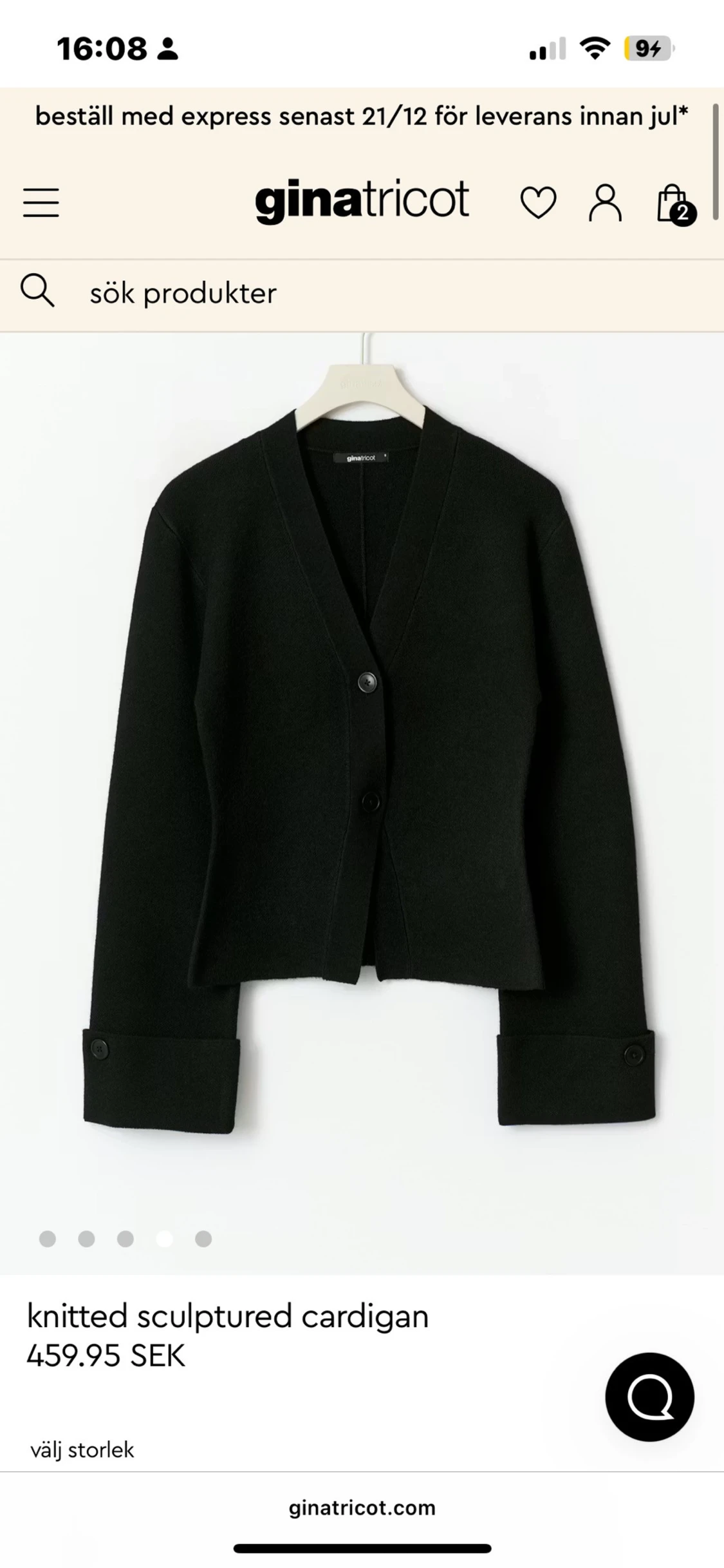 Svart kofta från Gina Tricot