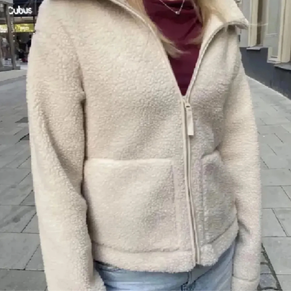 Beige teddyjacka H&M