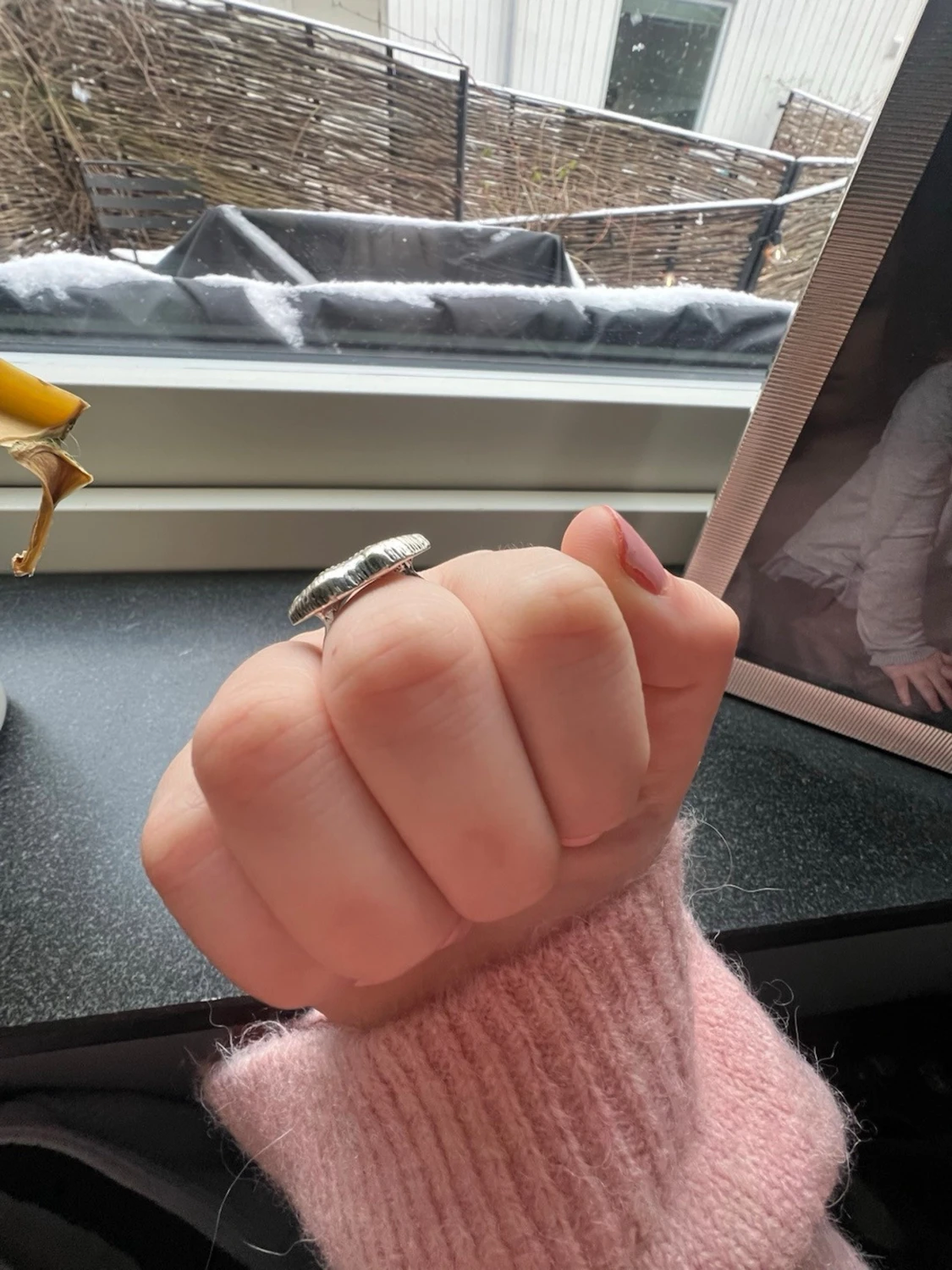 Unik silverring med kopparfärgad detalj - 2