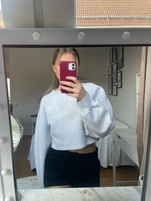 Grå sweatshirt  - Säljer en så snygg croppad sweatshirt från monki. Storlek xs i väldigt bra skick. 