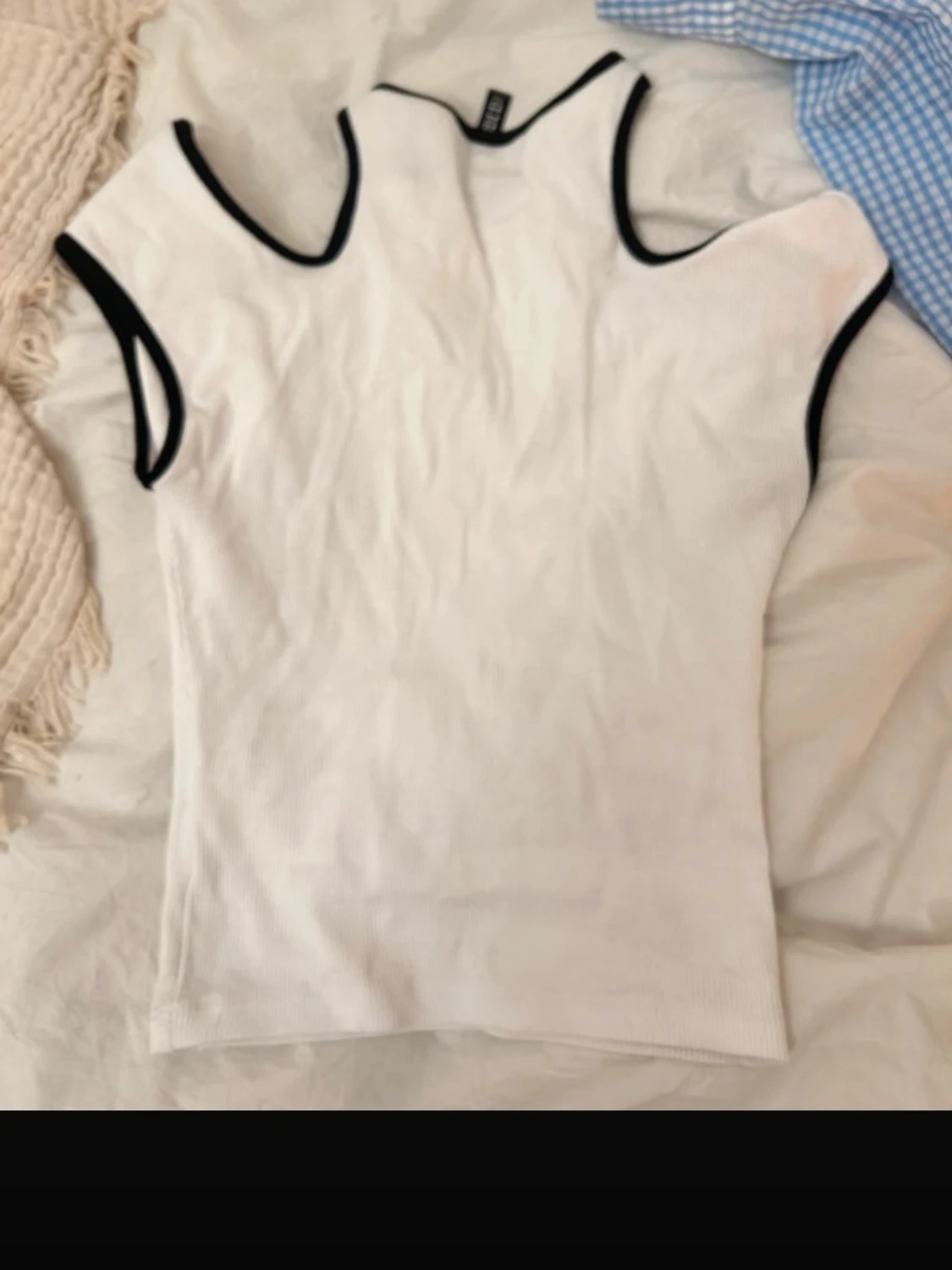 Vit ribbad offshoulder topp - 3