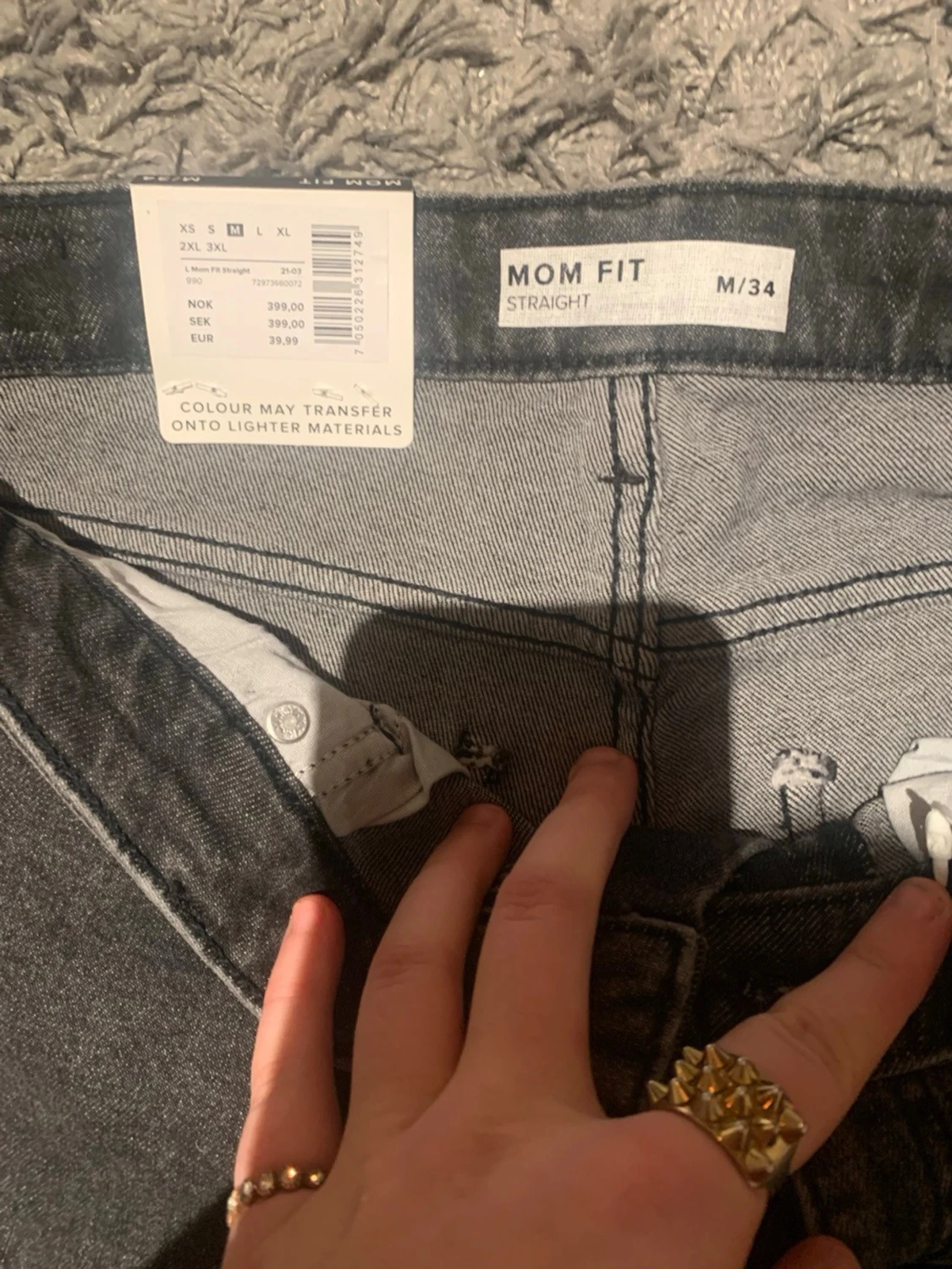 Mörkgrå  jeans med hög midja - 3