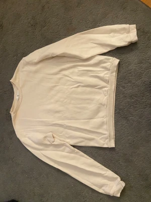 Beige sweatshirt från H&M - En enkel och clean beige sweatshirt från H&M i storlek 170. Tröjan har rund hals, ribbade muddar vid ärmslut och nederkant samt långa ärmar. Perfekt för chill dagar och passar till allt. Materialet är mjuk bomull som känns skönt mot huden.