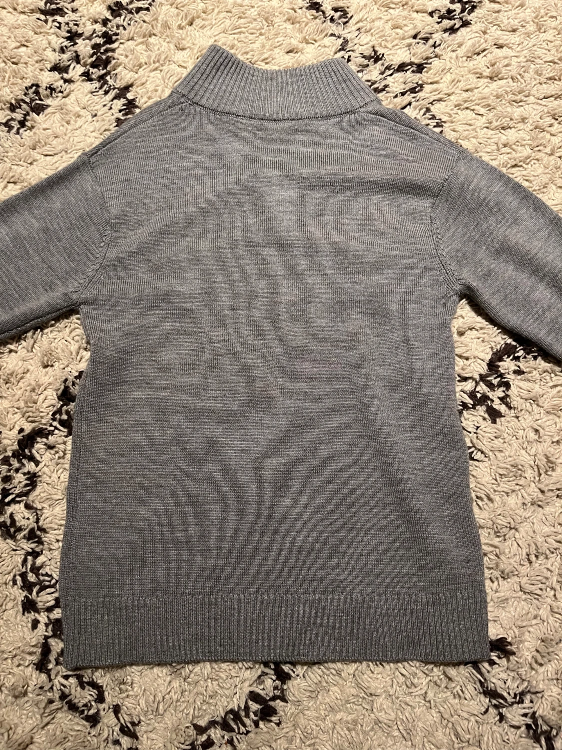 Grå half zip tröja i merinoull - 1