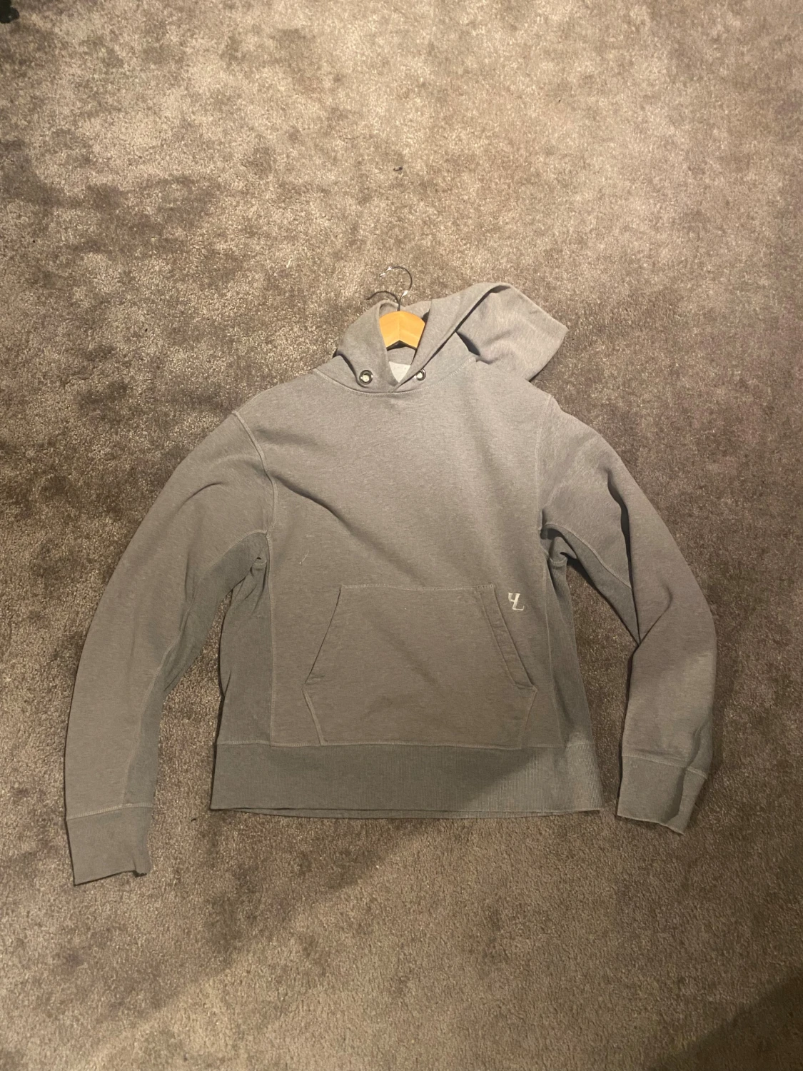 Grå hoodie från Helmut Lang med HL-tryck - 1