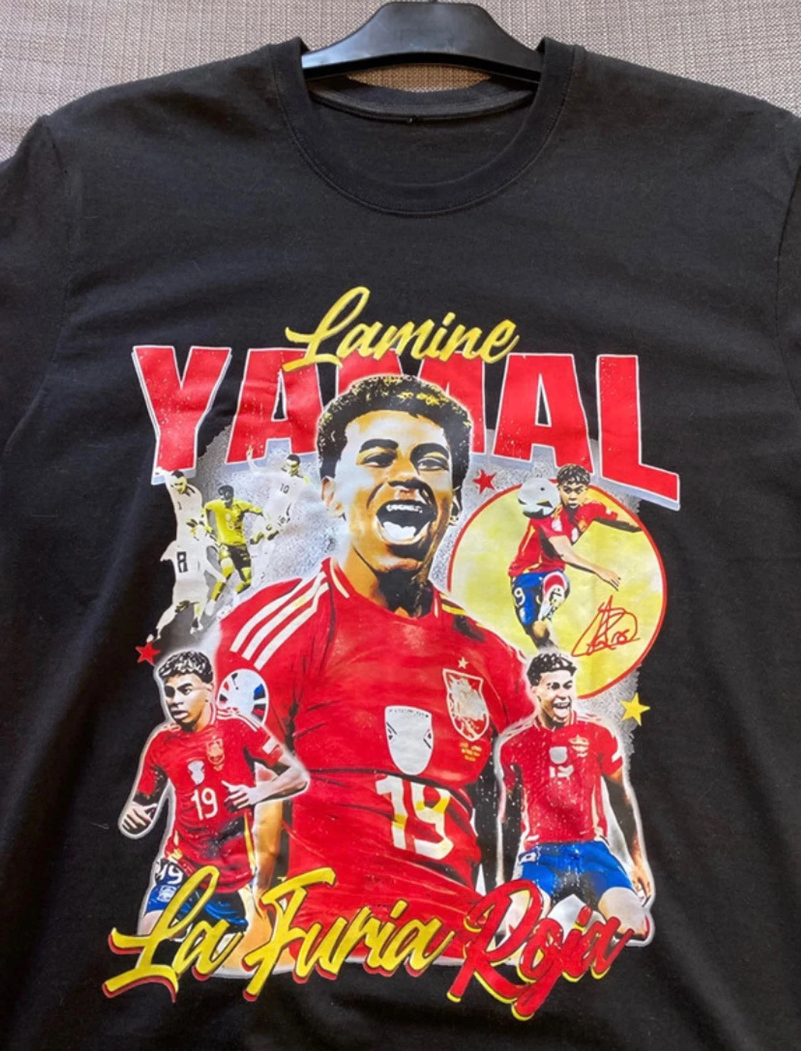 Svart Lamine Yamal t-shirt med tryck - 1