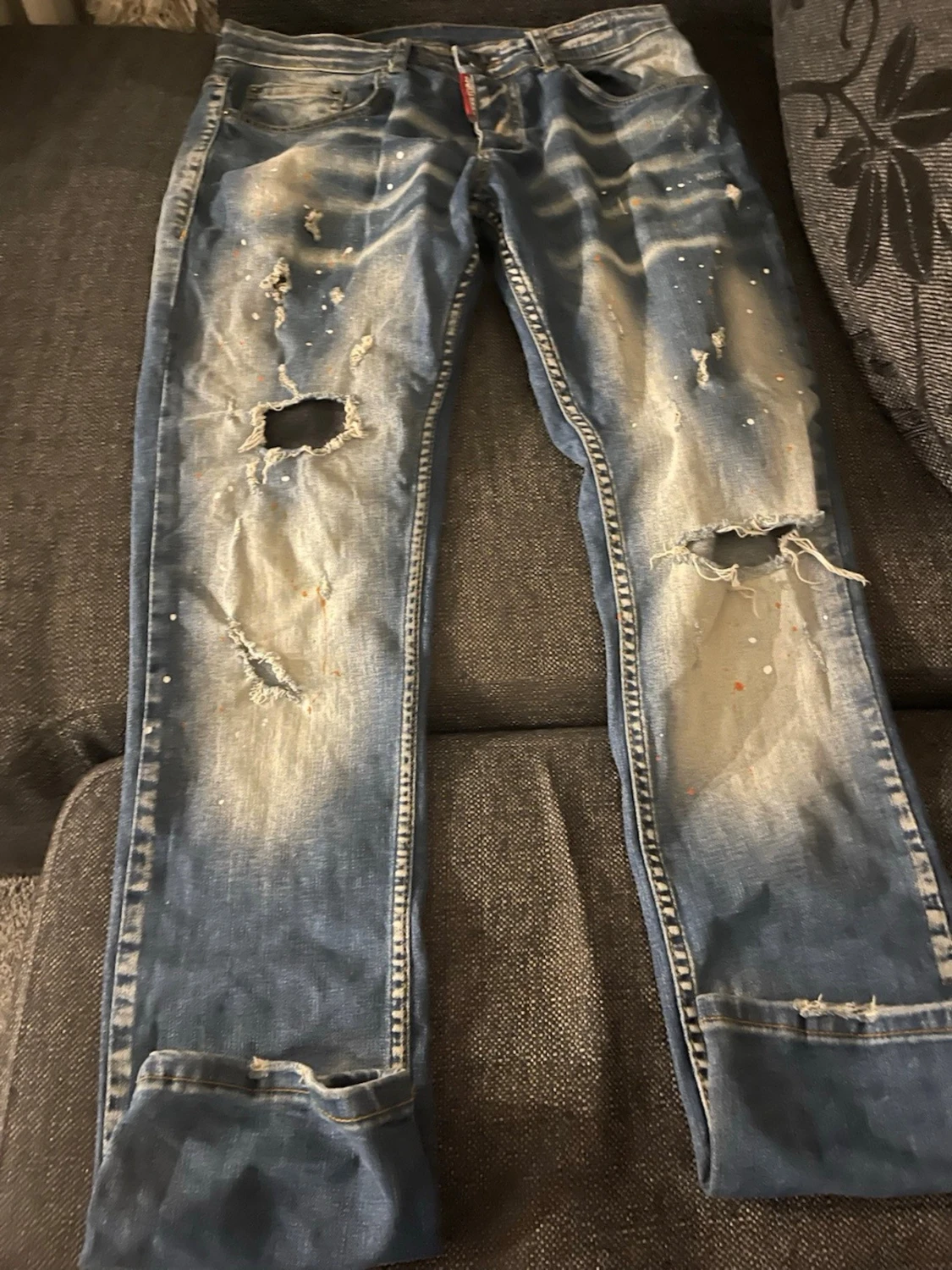 Dsquared2 blå slitna jeans, storlek 32 - 1