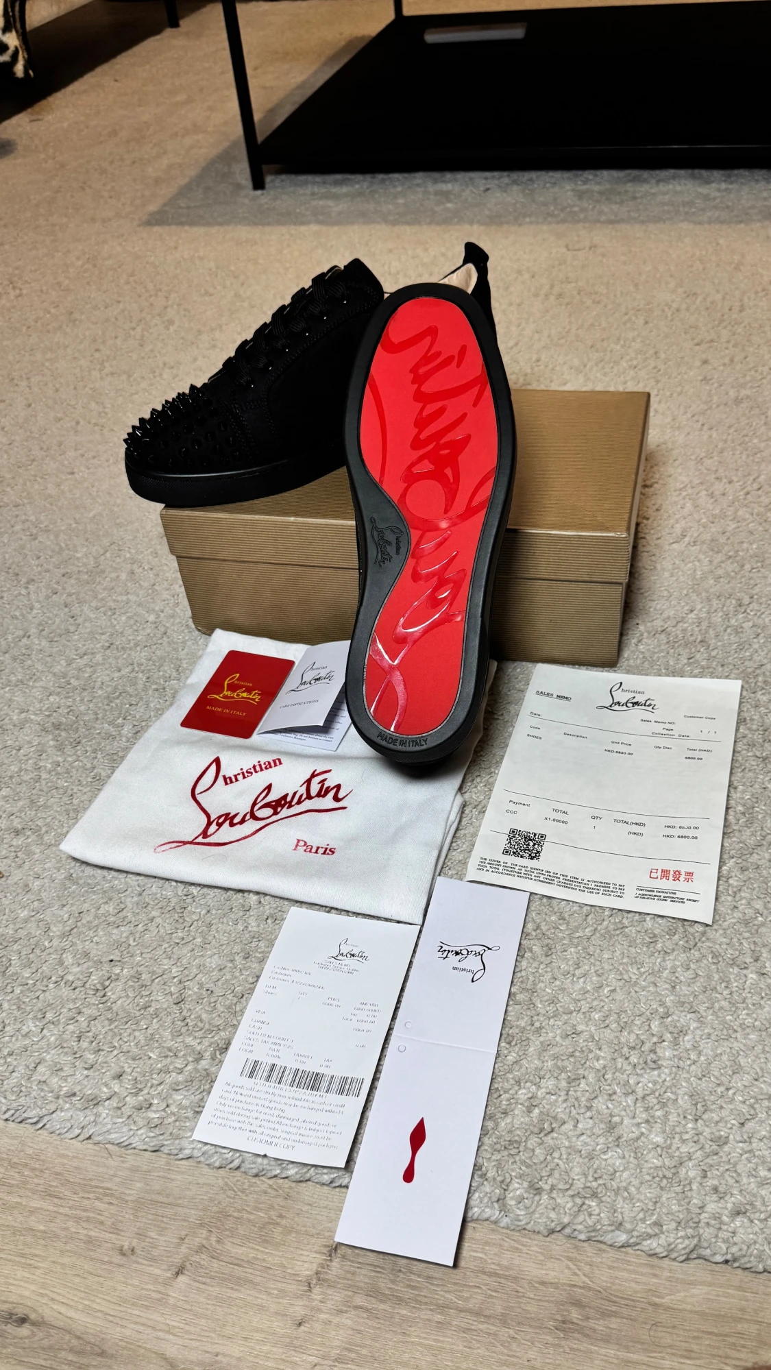 Christian Louboutin svarta sneakers med nitar - 1