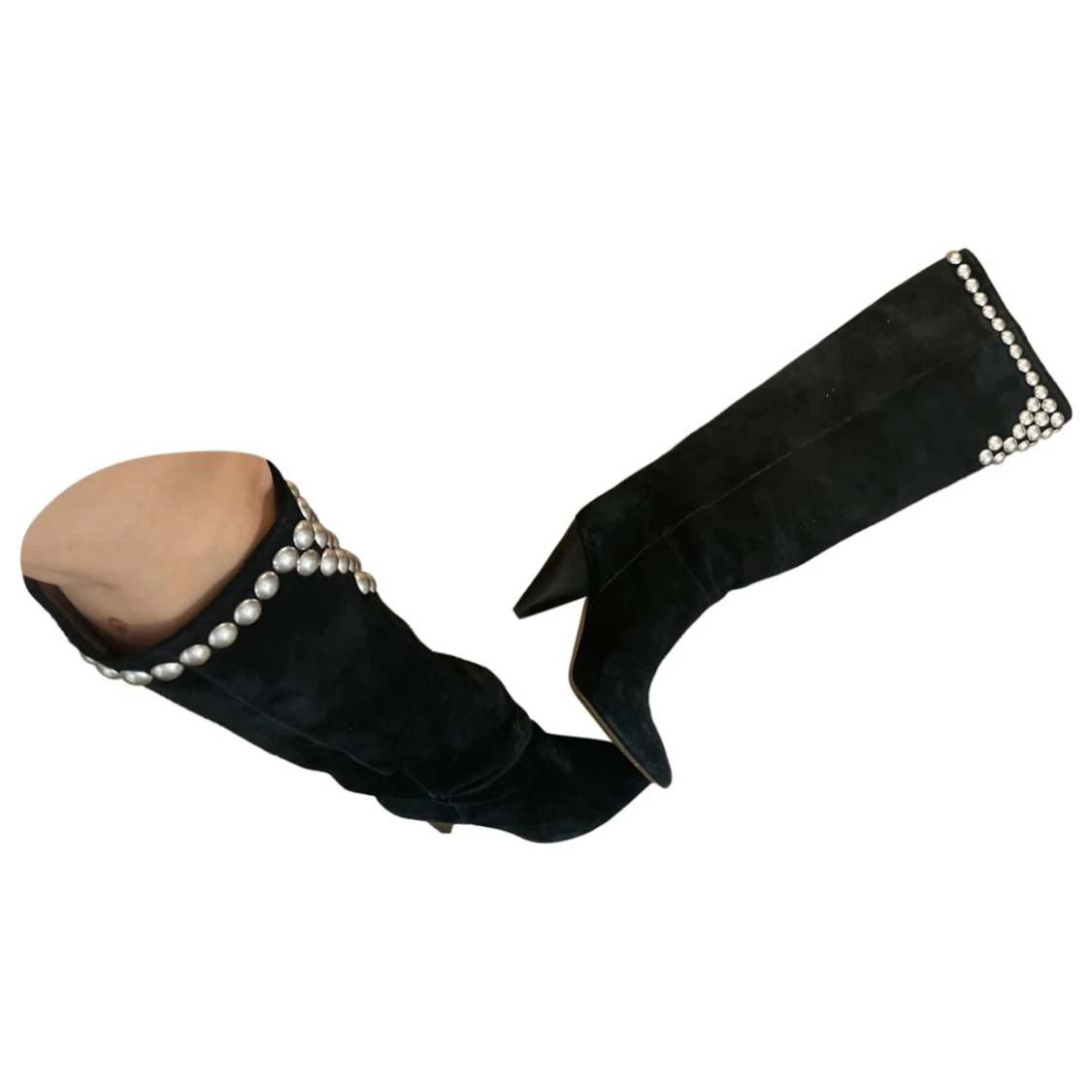 Isabel Marant svarta mockastövlar med pärlor