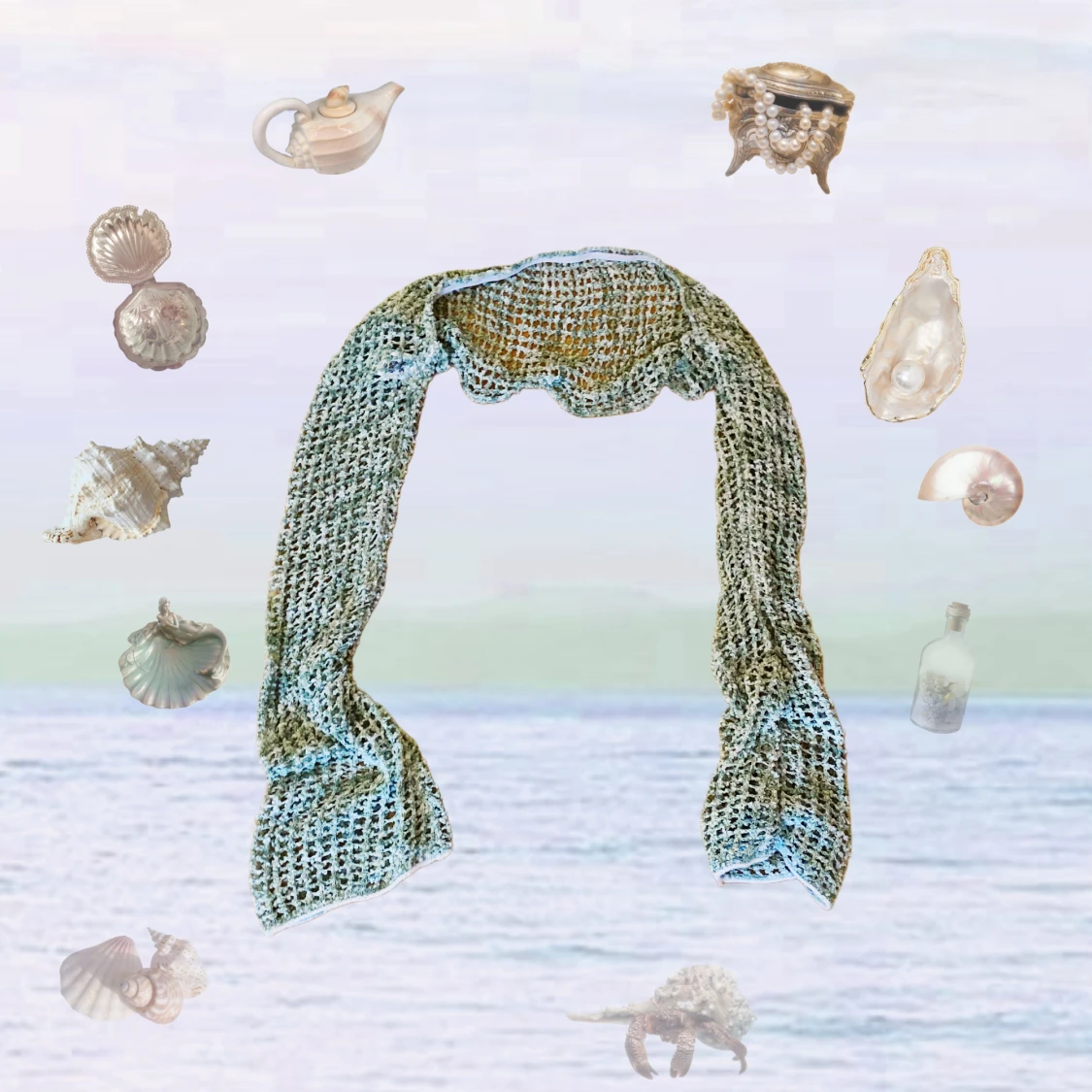 Ljusgrön stickad bolero - 1