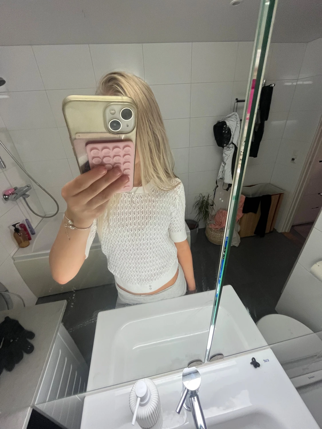 Vit stickad topp - 1