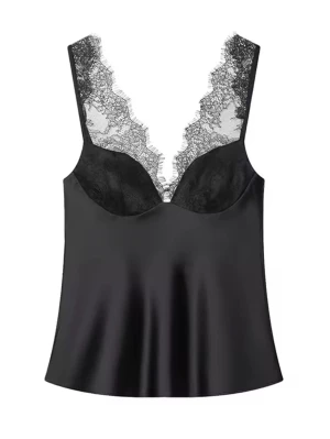 Zara spetstopp - Säljer denna jättefina satinspets-toppen från Zara! Endast använd en gång💕