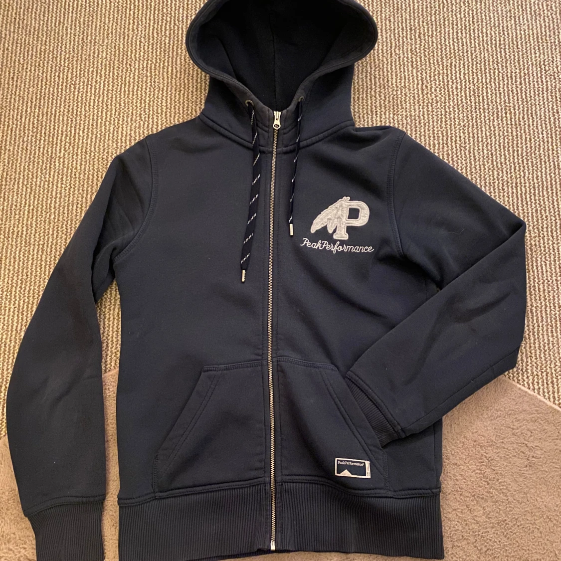 Snygg marinblå zip hoodie - 3