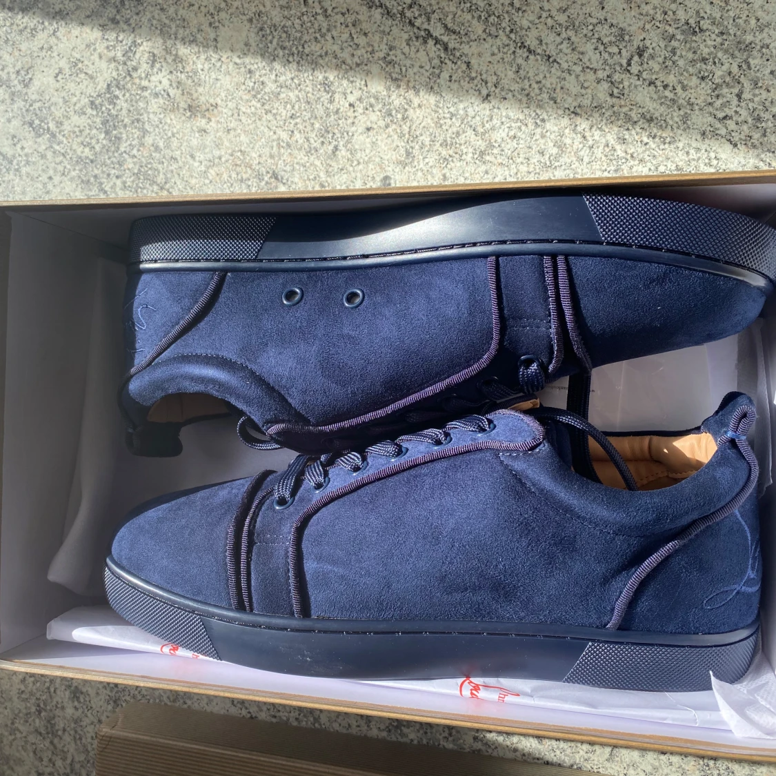 Christian Louboutin blå mockasneakers