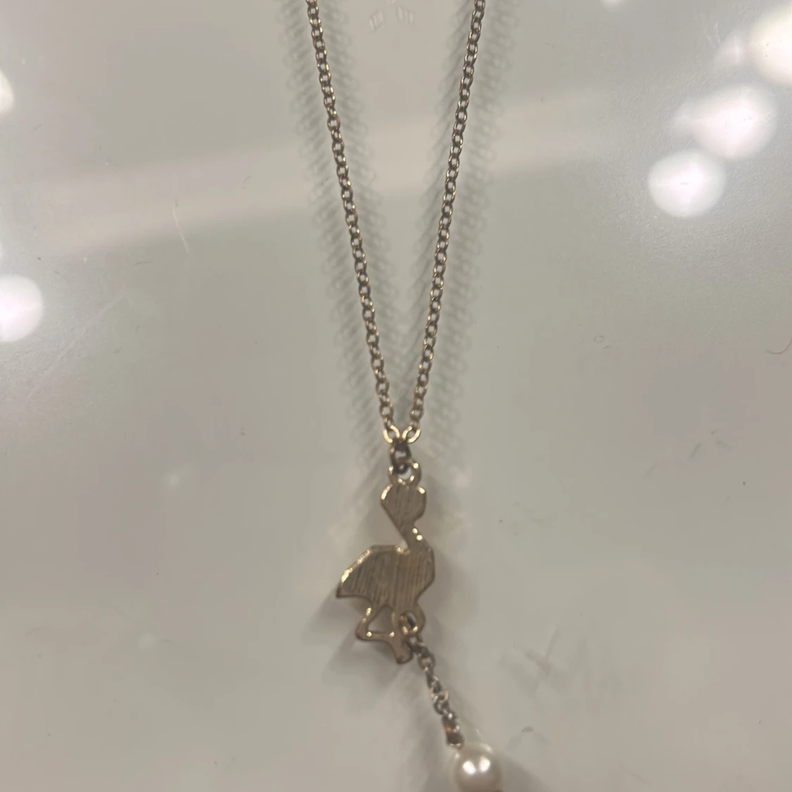 Halsband med flamingo och pärla - 1